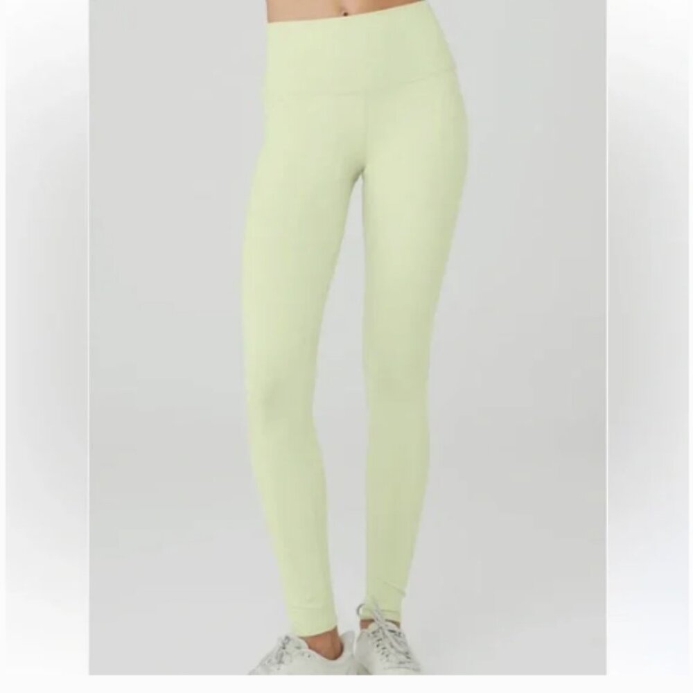 Alo Yoga Airbrush medium waist Full Length Leggings yellow-green Size Small